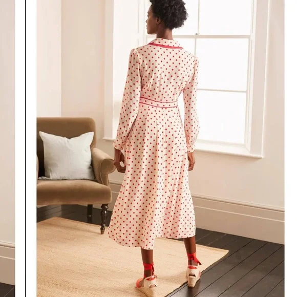 Boden Aria Polka Dot Midi Dress - Picture 4 of 14